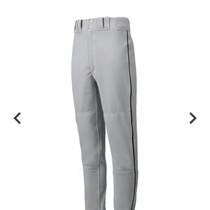 Mizuno Youth Baseball Pants Gray with Black Side Stripe